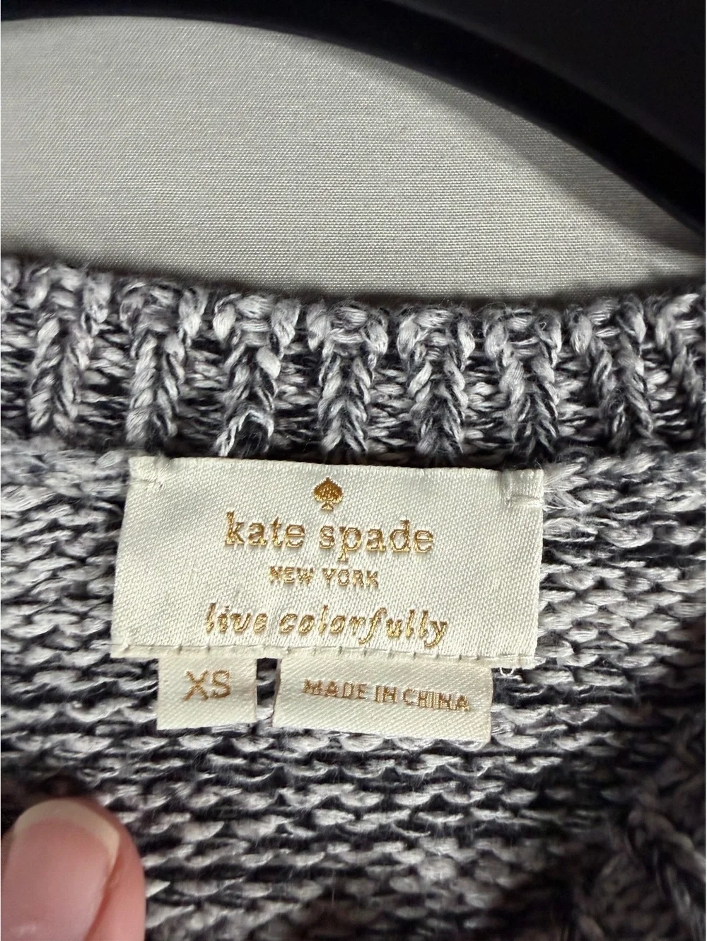 Kate Spade Live Colorfully XS Short Sleeve Knit Sweater in Black and White